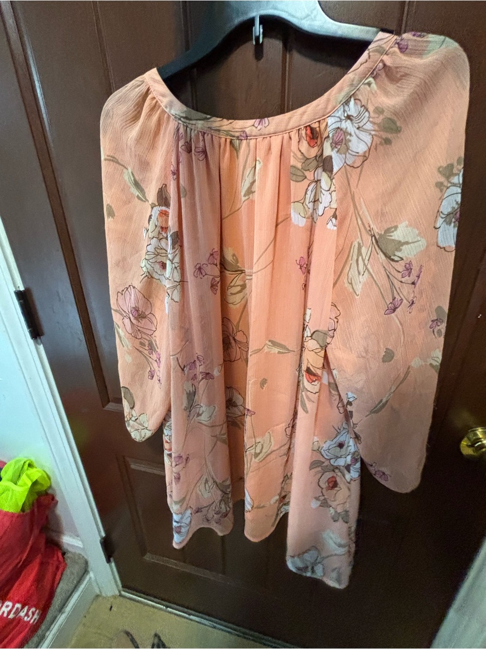 Peach Floral Off-Shoulder Women's Top